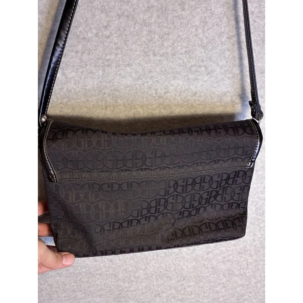 Giani Bernini Y2K 90s Purse Shoulder Bag Black VTG Monogram Baguette Pockets